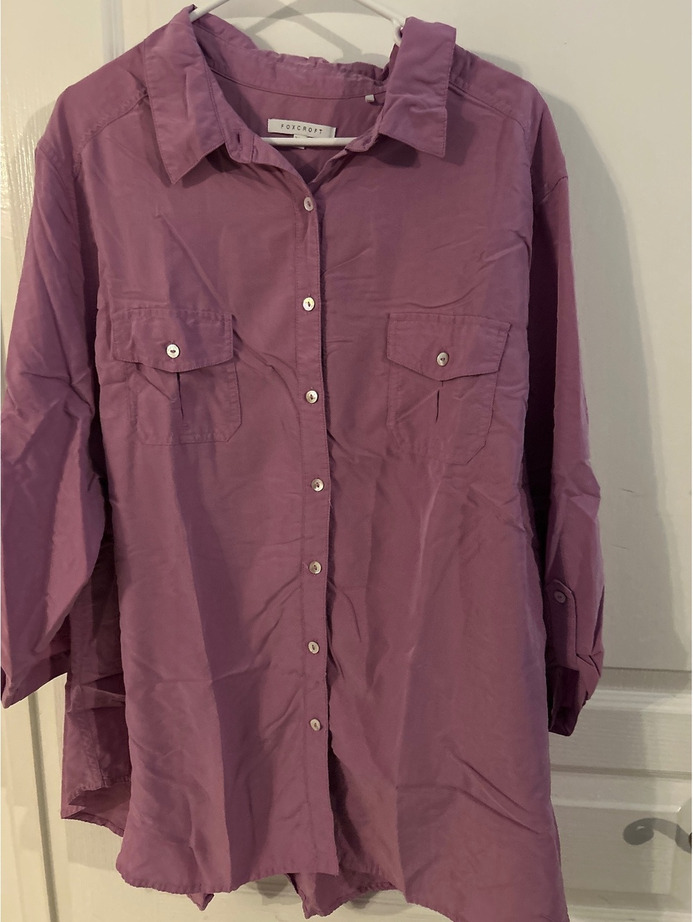 Foxcroft Women's Button-Up Shirt in Mauve, Size 20W